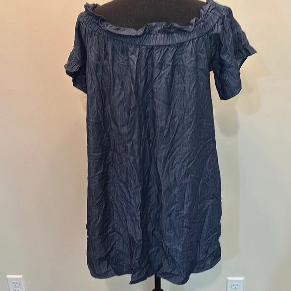 Umgee USA Women’s Size L Sundress Blue Off-Shoulder Ruffled Mini Flutter Sleeve - Picture 7 of 11